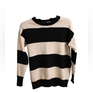 Black & Cream Striped Oversized Knit Sweater Small/Medium
